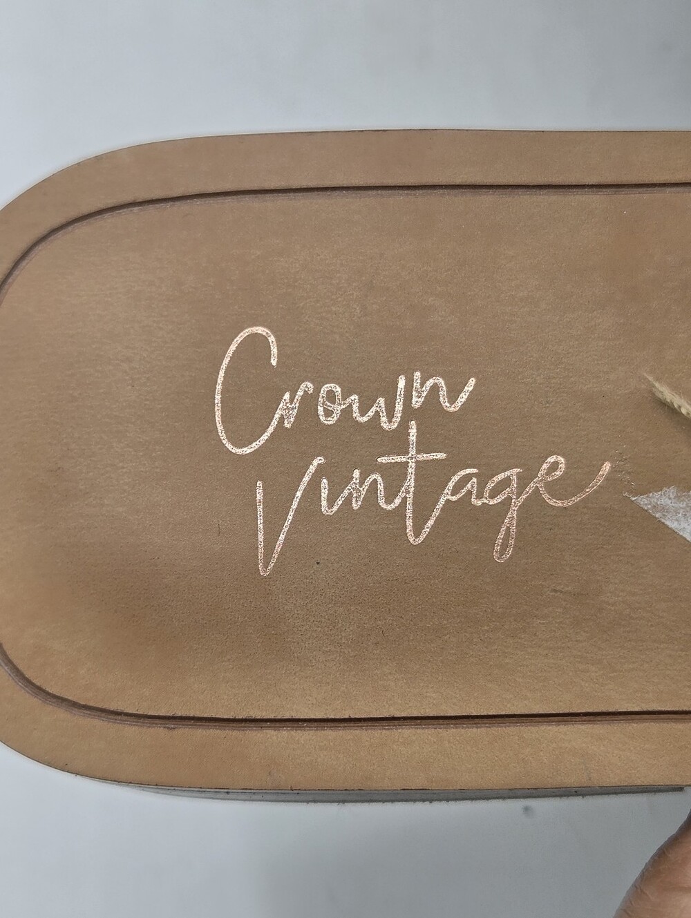 Crown Vintage Somaya Embellished Fringe Flat Sandals Tan Brown 9M - Picture 13 of 16